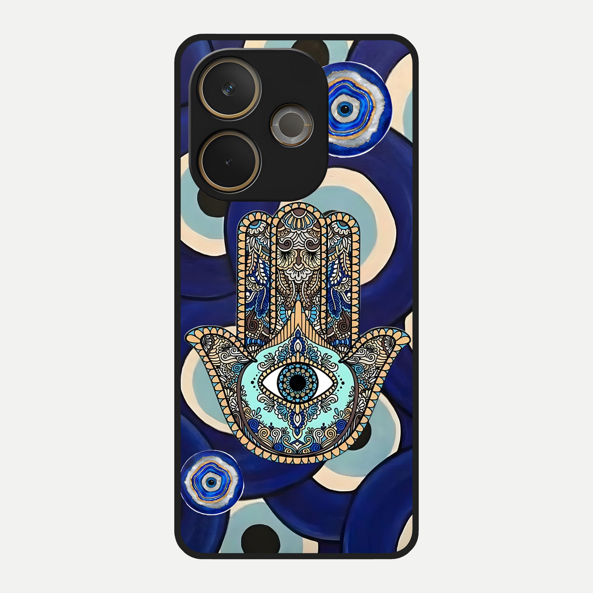  Hamsa Divine Guard Glass Case For Oppo A5 Pro back cover – full design glossy printed glass finish