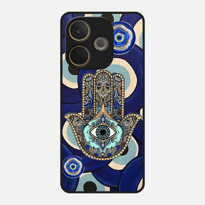  Hamsa Divine Guard Glass Case For Oppo A5 Pro back cover – full design glossy printed glass finish