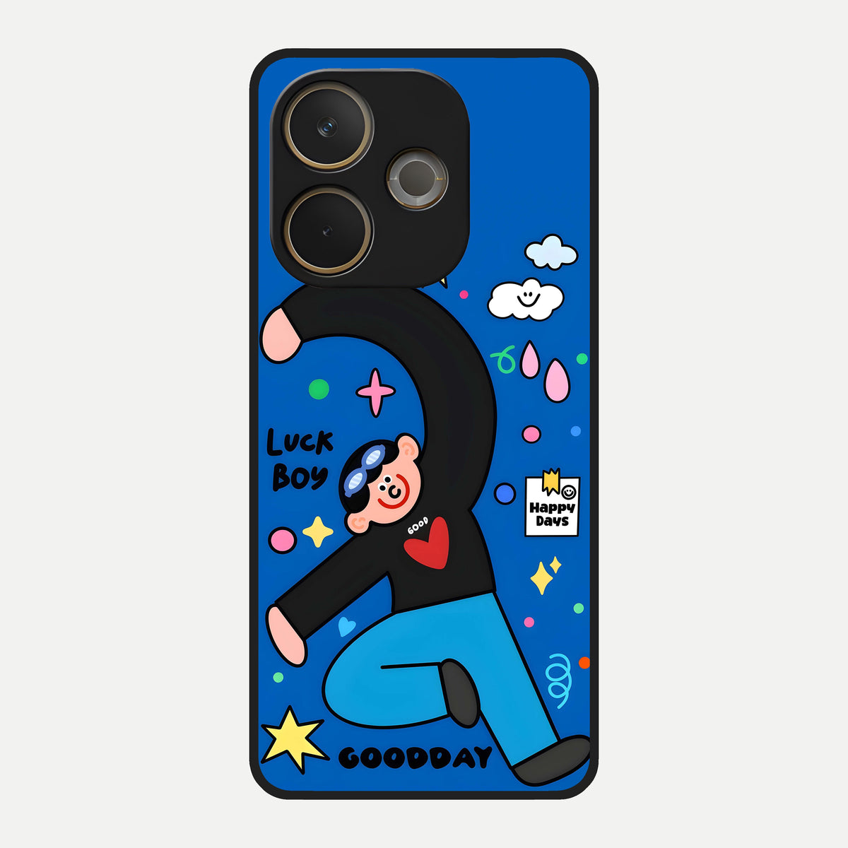  Happy Luck Vibe Glass Case For Oppo A5 Pro back cover – full design glossy printed glass finish