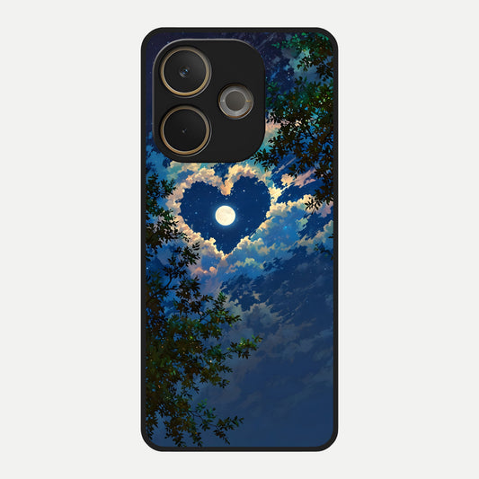  Heart With Moon Sky Glass Case For Oppo A5 Pro back cover – full design glossy printed glass finish