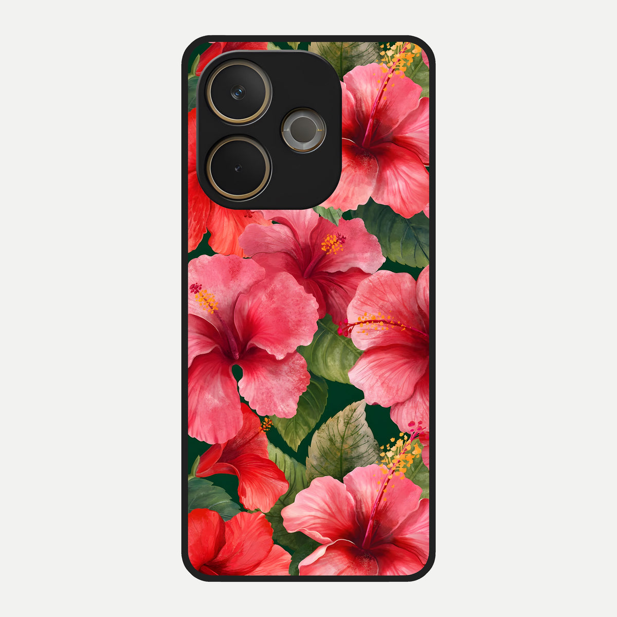  Hibiscus Pattern Glass Case For Oppo A5 Pro back cover – full design glossy printed glass finish
