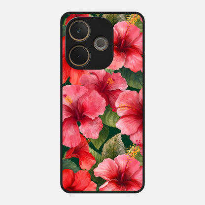  Hibiscus Pattern Glass Case For Oppo A5 Pro back cover – full design glossy printed glass finish