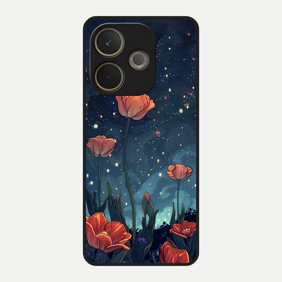  Midnight Tulip Glow Glass Case For Oppo A5 Pro back cover – full design glossy printed glass finish