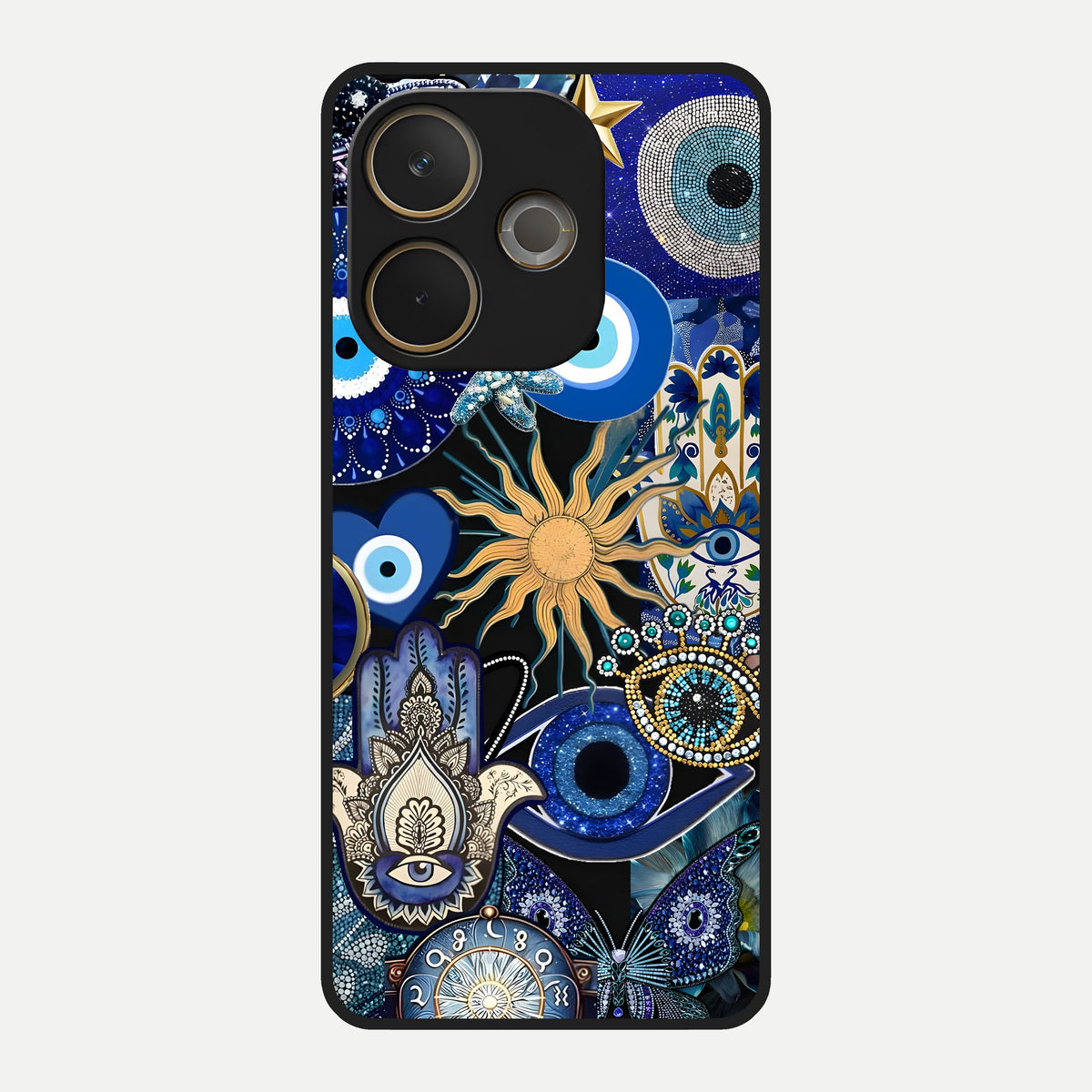  Mystic Blue Evil Eye Glass Case For Oppo A5 Pro back cover – full design glossy printed glass finish