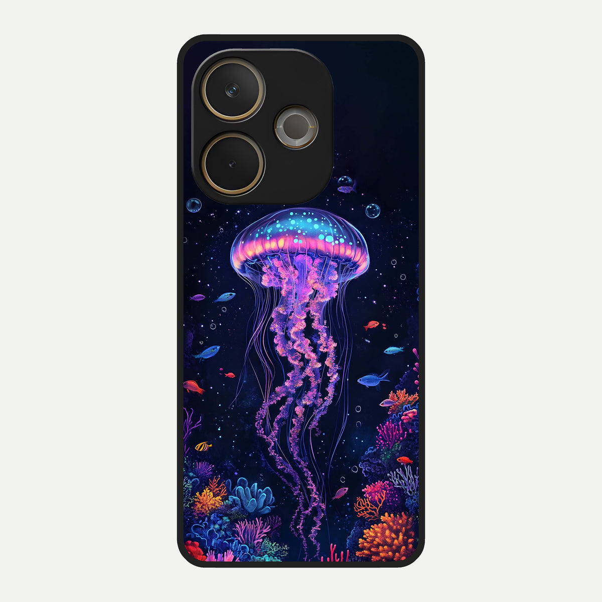  Neon Jellyfish Glass Case For Oppo A5 Pro back cover – full design glossy printed glass finish