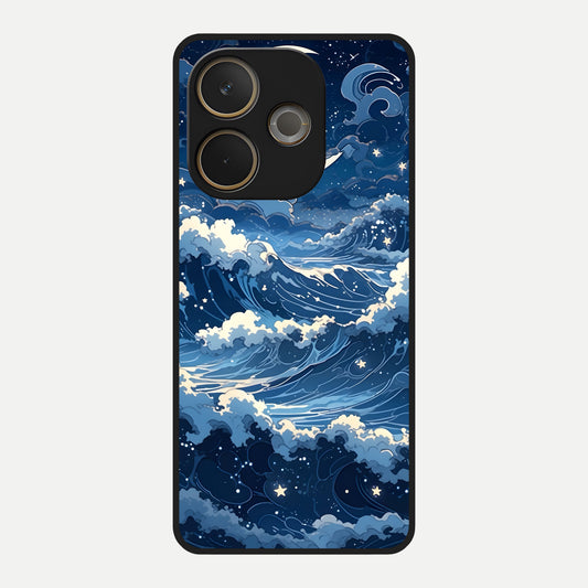 Ocean Moon Waves Glass Case For Oppo A5 Pro back cover – full design glossy printed glass finish