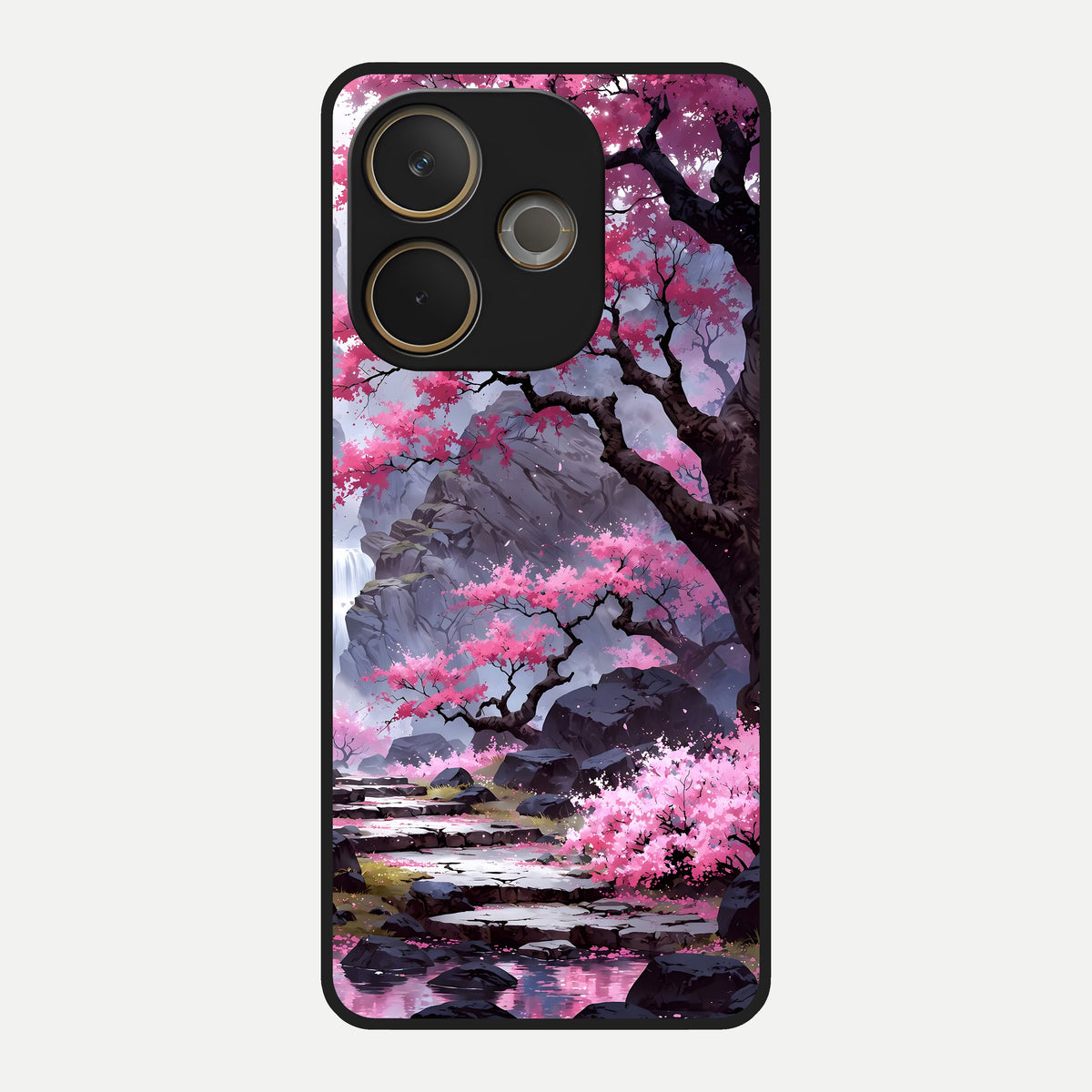  Pink Sunflower Glow Glass Case For Oppo A5 Pro back cover – full design glossy printed glass finish