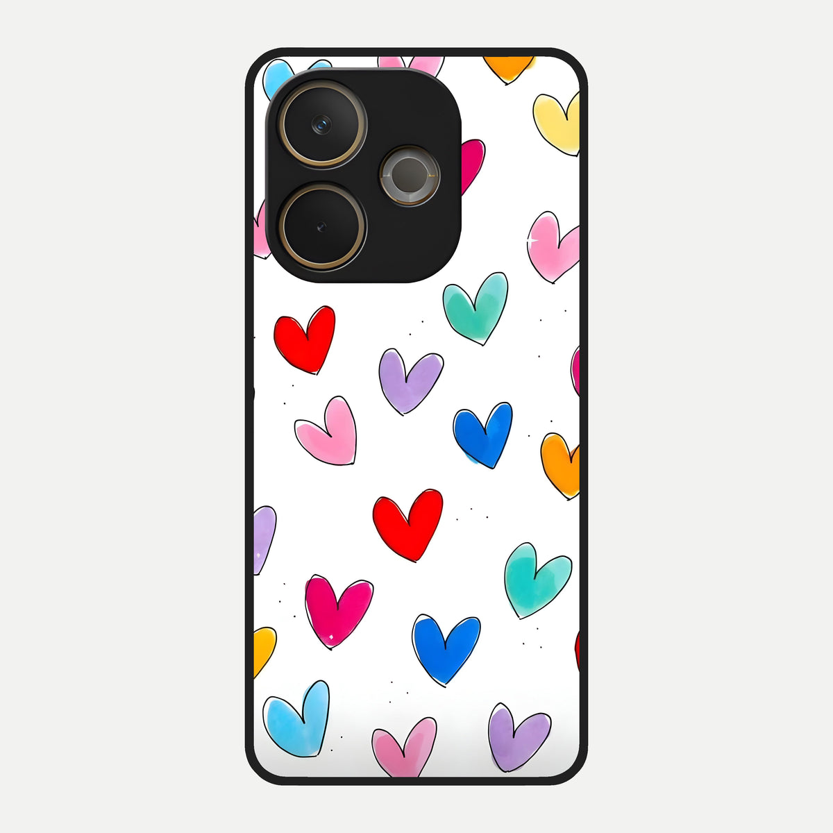  Playful Love Doodles Glass Case For Oppo A5 Pro back cover – full design glossy printed glass finish