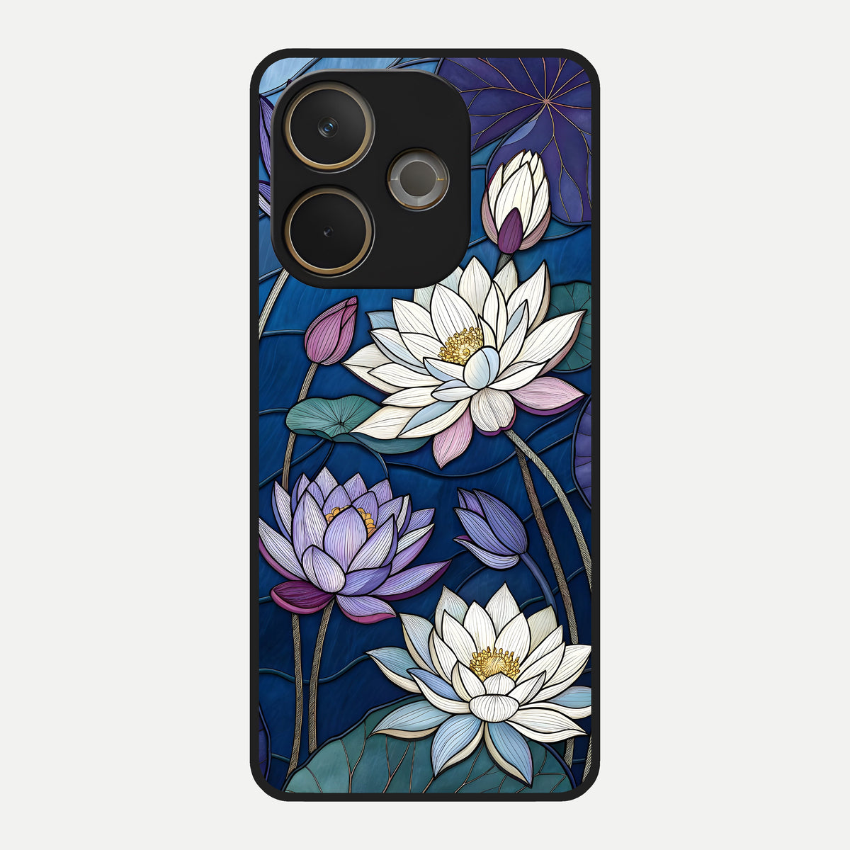  Purple Lotus Stained Glass Case For Oppo A5 Pro back cover – full design glossy printed glass finish