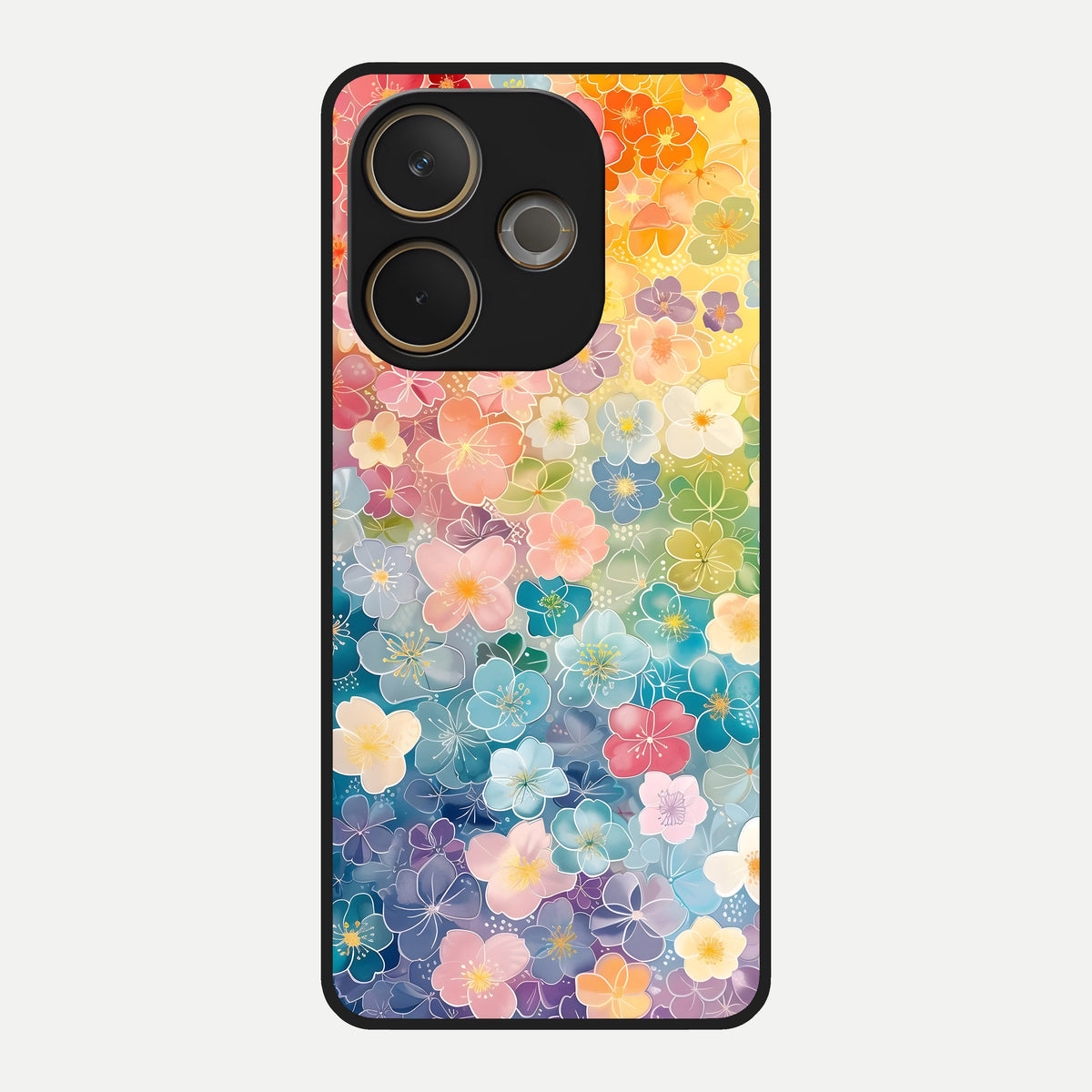  Rainbow Blossom Burst Glass Case For Oppo A5 Pro back cover – full design glossy printed glass finish