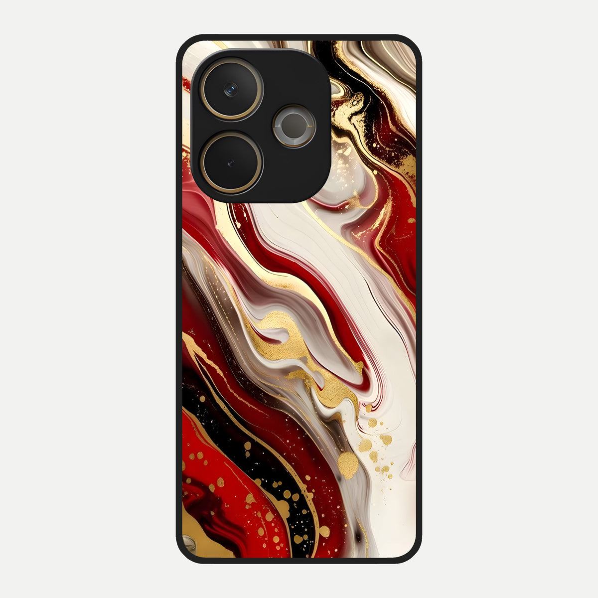  Red And White Marble Glass Case For Oppo A5 Pro back cover – full design glossy printed glass finish