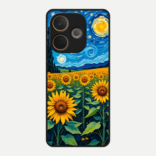  Starry Sunflower Dreams Glass Case For Oppo A5 Pro back cover – full design glossy printed glass finish