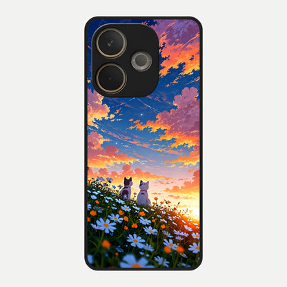  Two Cats Friends Glass Case For Oppo A5 Pro back cover – full design glossy printed glass finish