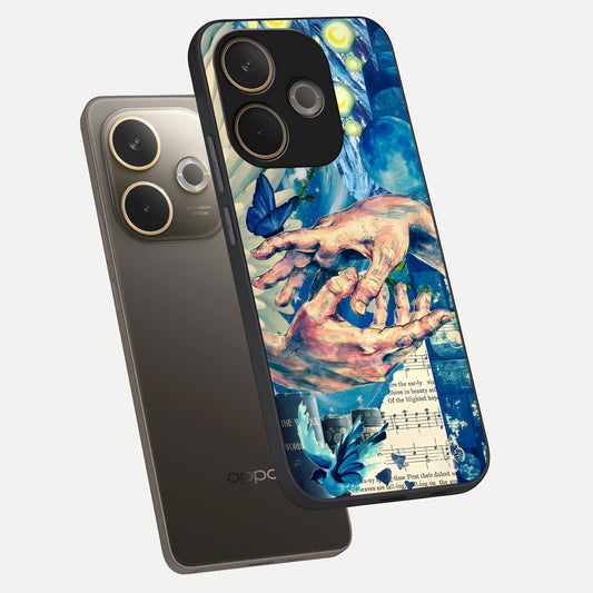  Aesthetic Divider phone case For Oppo A5 Pro showing premium glass back cover with detailed artwork