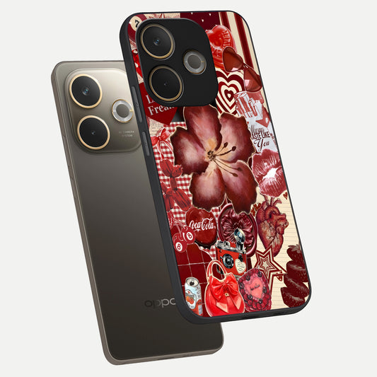 Aesthetic Little Freak phone case For Oppo A5 Pro showing premium glass back cover with detailed artwork