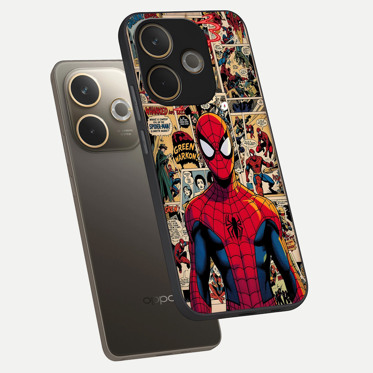  Aesthetic Spider phone case For Oppo A5 Pro showing premium glass back cover with detailed artwork