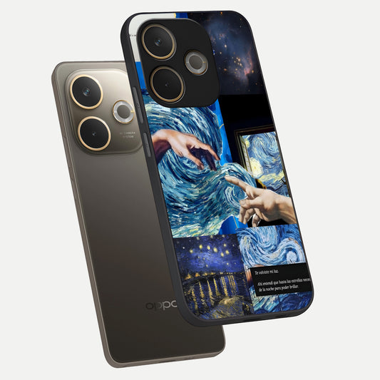  Aesthetic Vando Hands phone case For Oppo A5 Pro showing premium glass back cover with detailed artwork