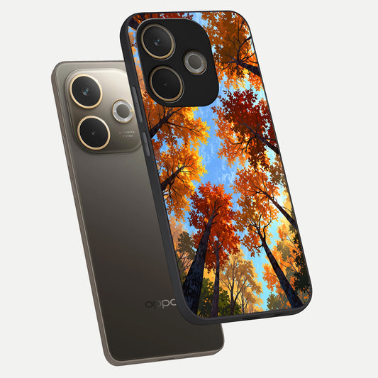  Autumn Sky Rise phone case For Oppo A5 Pro showing premium glass back cover with detailed artwork