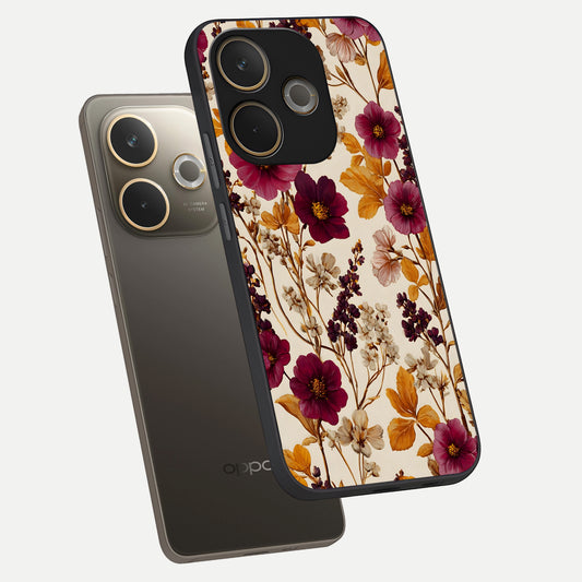 Autumn Wine Bloom phone case For Oppo A5 Pro showing premium glass back cover with detailed artwork