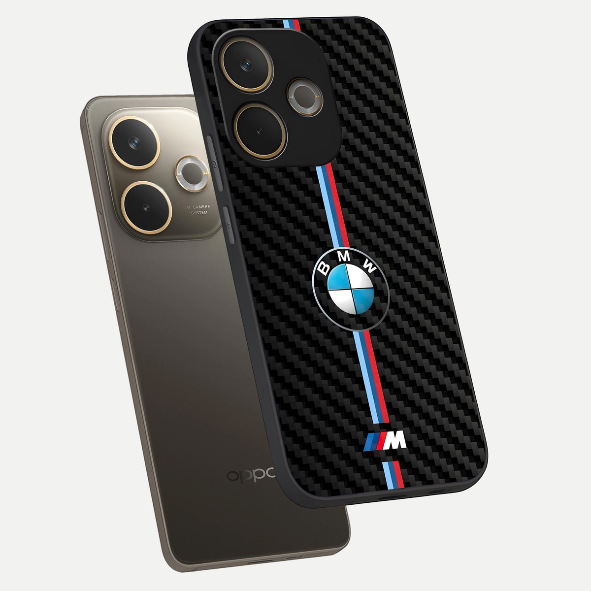  BMW Pattern phone case For Oppo A5 Pro showing premium glass back cover with detailed artwork