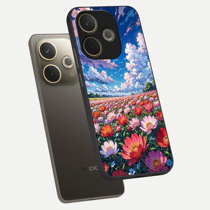  Blossom Sky Field phone case For Oppo A5 Pro showing premium glass back cover with detailed artwork