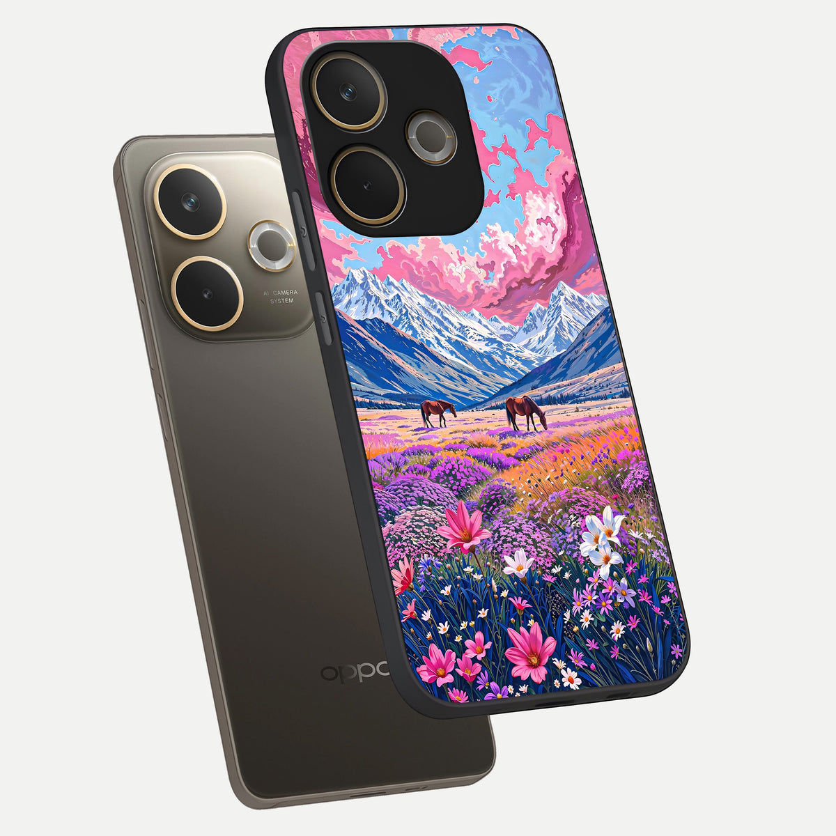  Blossom Valley Dream phone case For Oppo A5 Pro showing premium glass back cover with detailed artwork