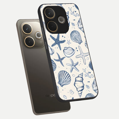  Blue Ocean Outline phone case For Oppo A5 Pro showing premium glass back cover with detailed artwork