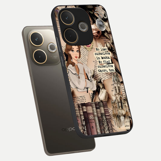  Bookish Dream World phone case For Oppo A5 Pro showing premium glass back cover with detailed artwork