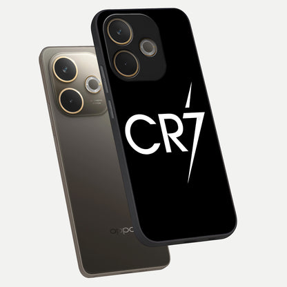  CR7 Elite Strike phone case For Oppo A5 Pro showing premium glass back cover with detailed artwork