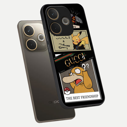  Cartoon Brand Play Mashup phone case For Oppo A5 Pro showing premium glass back cover with detailed artwork
