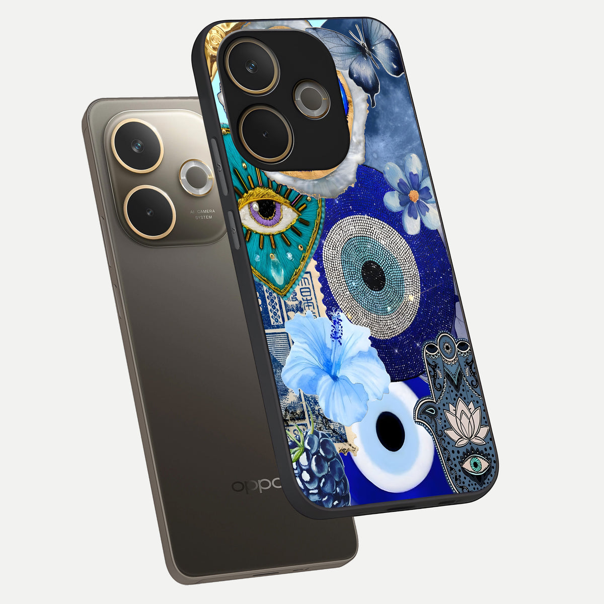  Celestial Blue Vision phone case For Oppo A5 Pro showing premium glass back cover with detailed artwork