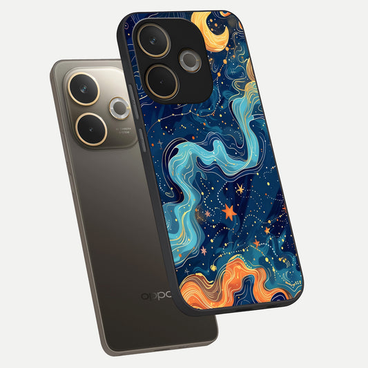  Celestial Dream Flow phone case For Oppo A5 Pro showing premium glass back cover with detailed artwork