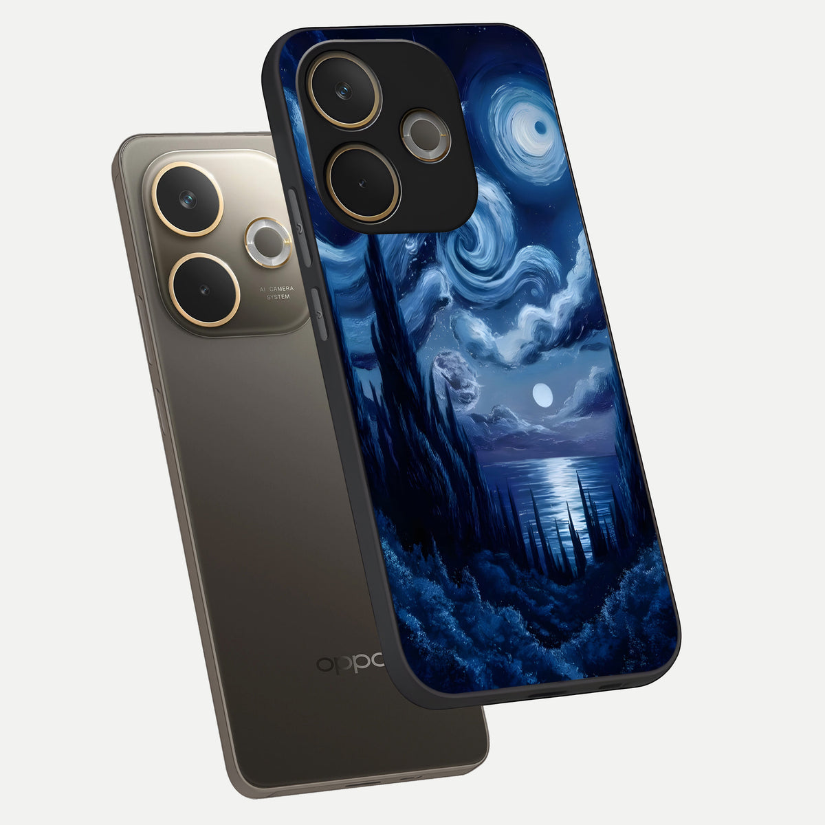  Celestial Dream Van Gogh phone case For Oppo A5 Pro showing premium glass back cover with detailed artwork