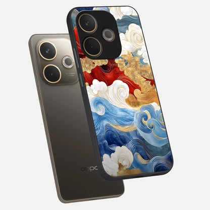  Colored Waves phone case For Oppo A5 Pro showing premium glass back cover with detailed artwork