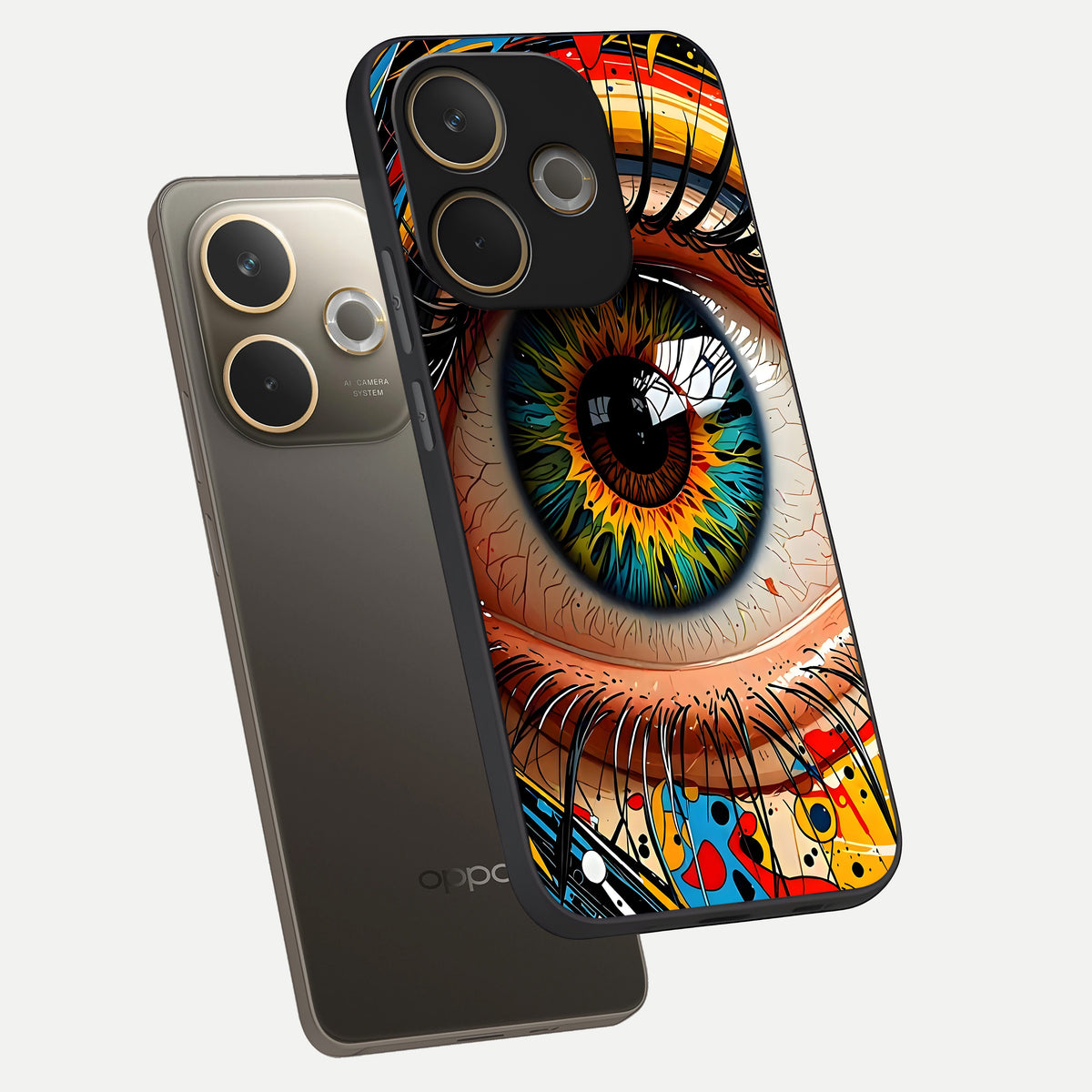  Colorful Eye phone case For Oppo A5 Pro showing premium glass back cover with detailed artwork
