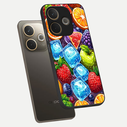  Colorful Fruits with Ice phone case For Oppo A5 Pro showing premium glass back cover with detailed artwork