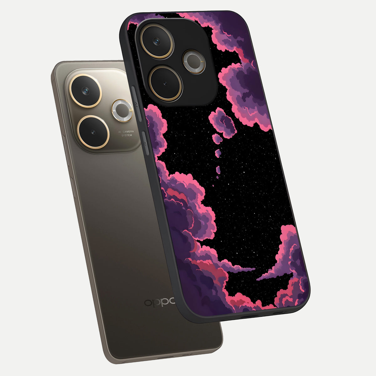  Cosmic Cloud Journey phone case For Oppo A5 Pro showing premium glass back cover with detailed artwork