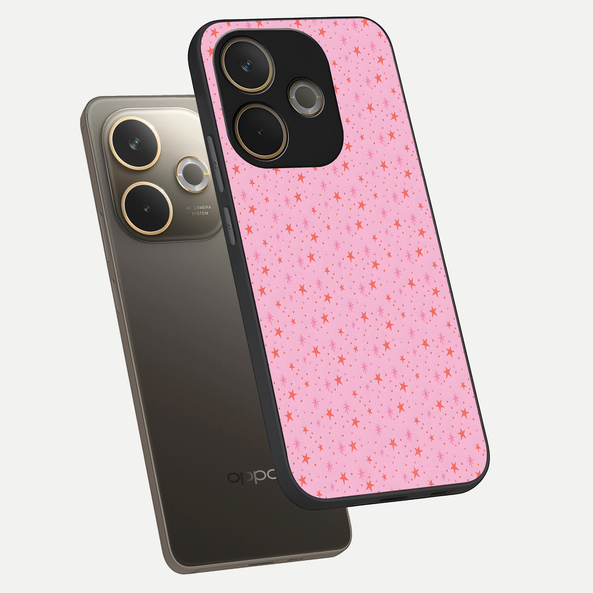  Cosmic Pink Sparkle phone case For Oppo A5 Pro showing premium glass back cover with detailed artwork