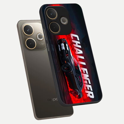  Crimson Challenger Fury phone case For Oppo A5 Pro showing premium glass back cover with detailed artwork