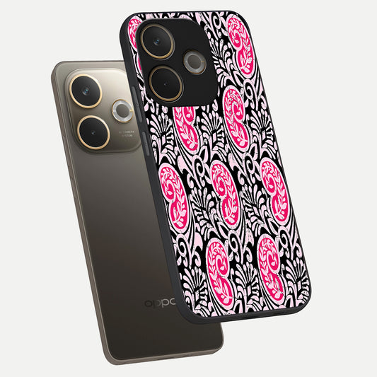  Crimson Paisley Charm phone case For Oppo A5 Pro showing premium glass back cover with detailed artwork