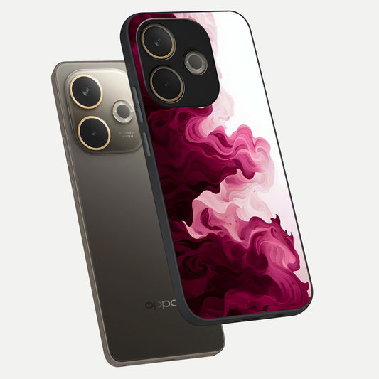  Crimson Wave Flow phone case For Oppo A5 Pro showing premium glass back cover with detailed artwork