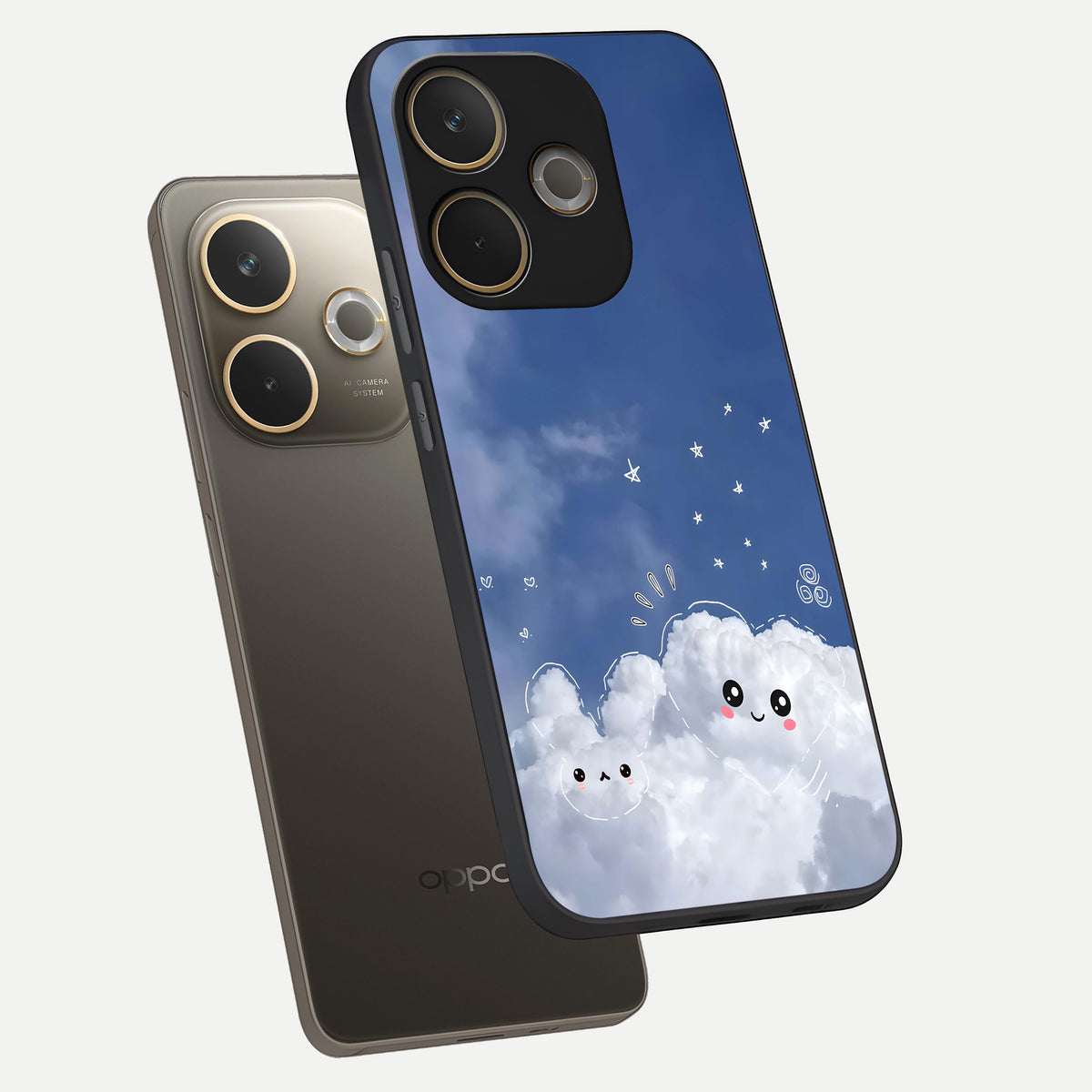  Cute Blossom Cloud phone case For Oppo A5 Pro showing premium glass back cover with detailed artwork