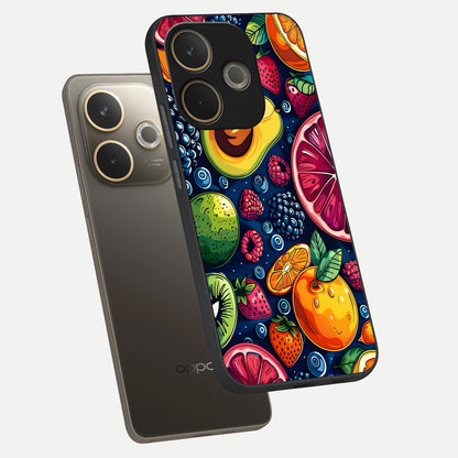  Cute Fruits Art phone case For Oppo A5 Pro showing premium glass back cover with detailed artwork