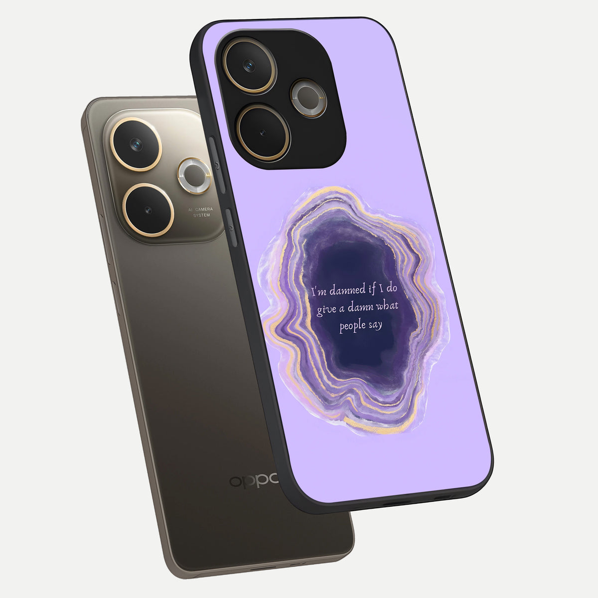  Damned People Quote phone case For Oppo A5 Pro showing premium glass back cover with detailed artwork