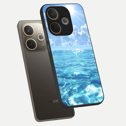  Endless Ocean Horizon phone case For Oppo A5 Pro showing premium glass back cover with detailed artwork