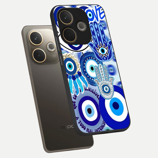 Evil Eyes Dream phone case For Oppo A5 Pro showing premium glass back cover with detailed artwork