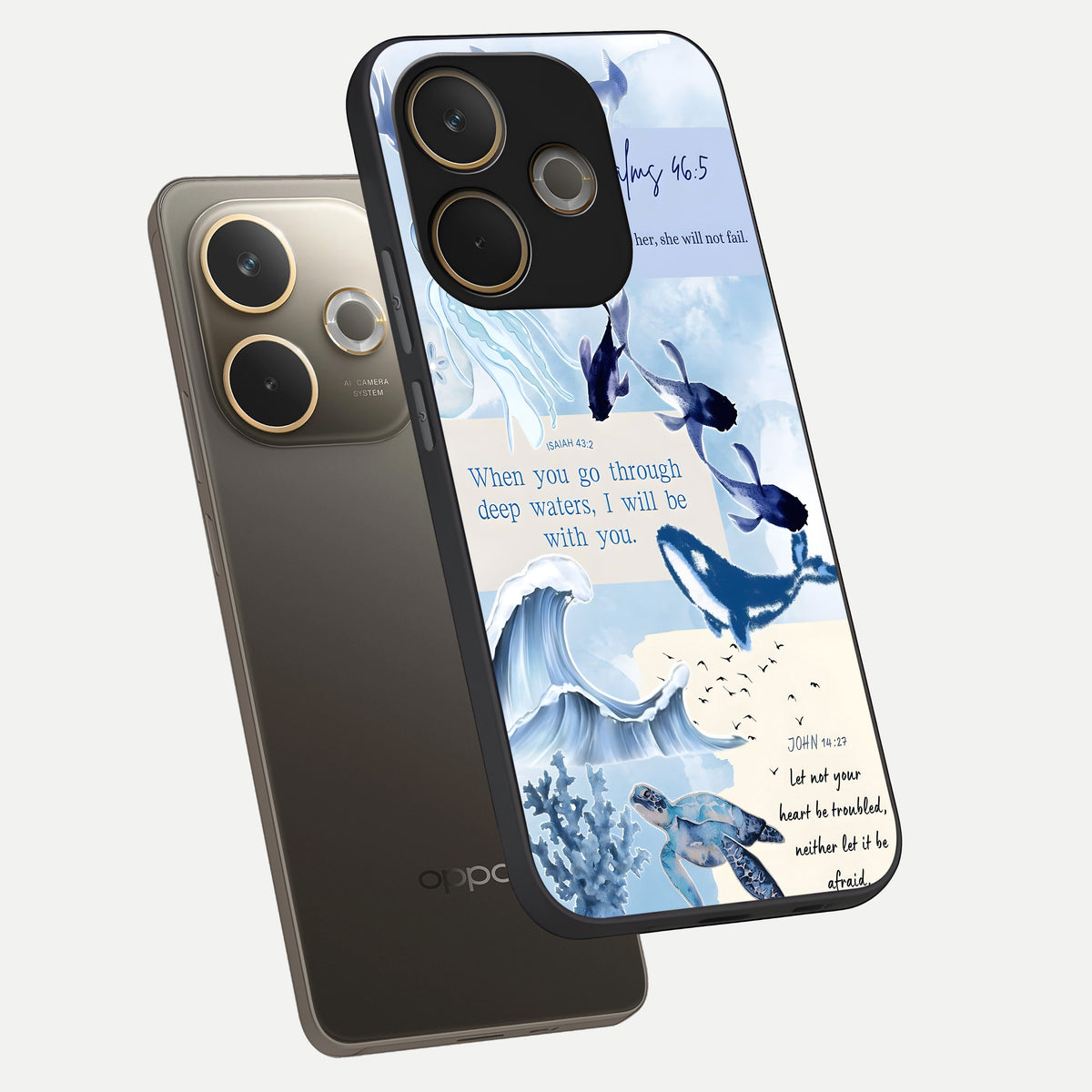  Faithful Ocean Promise phone case For Oppo A5 Pro showing premium glass back cover with detailed artwork