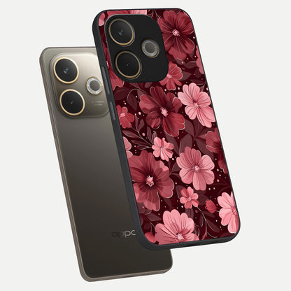  Flower Blush Bloom phone case For Oppo A5 Pro showing premium glass back cover with detailed artwork