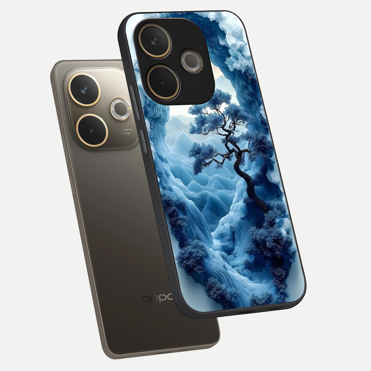  Frozen Serenity Gate phone case For Oppo A5 Pro showing premium glass back cover with detailed artwork