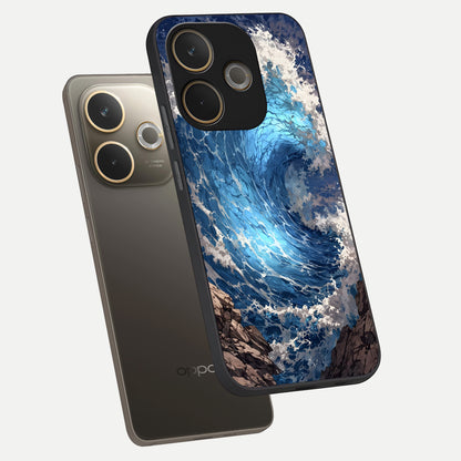  Giant Ocean Wave phone case For Oppo A5 Pro showing premium glass back cover with detailed artwork